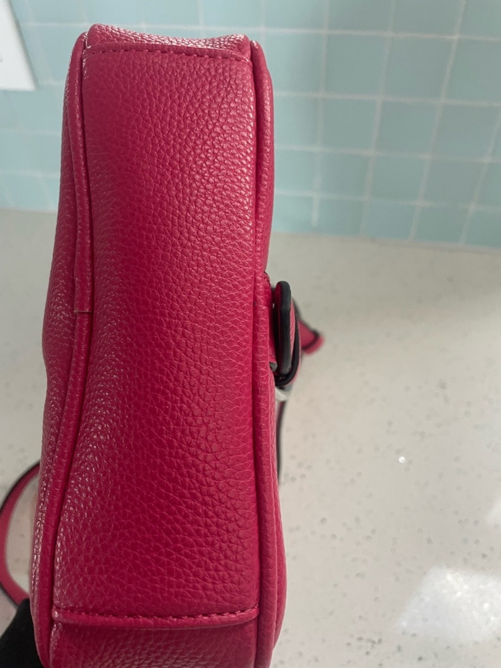 Dana Buchman Hot Pink Leather Crossbody with Buckle Detail - Picture 4 of 7